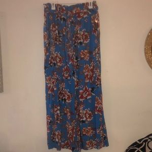 Floral Print Wide Legged Pant with Belt XL